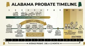 an infographic of the alabama probate timeline